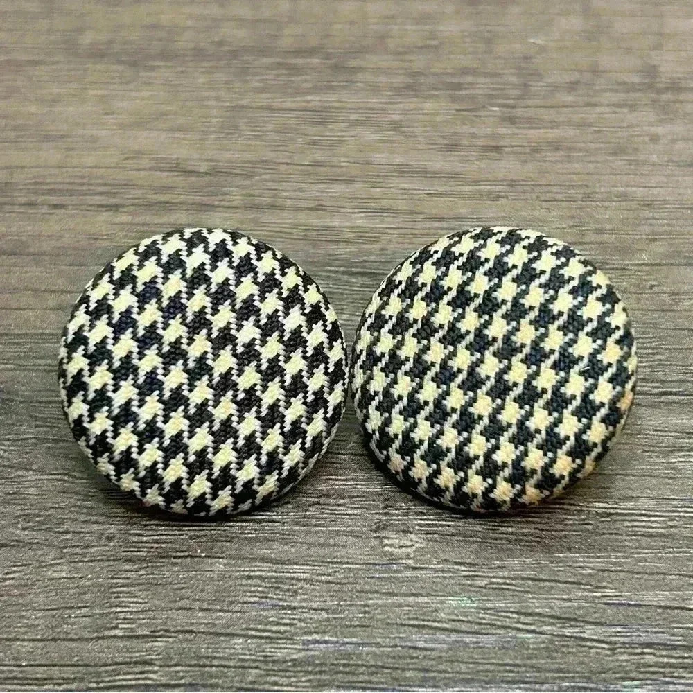 Vintage Fabric Button Earrings